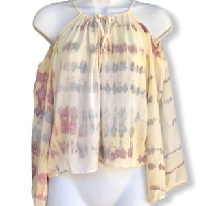 Blue Life Cold Shoulder Tie Dye Blouse